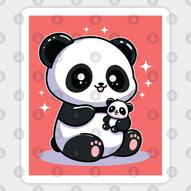 Mama & Baby Panda Magnet by JS Arts